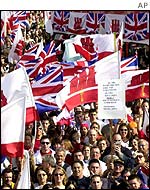 People in Gibraltar protesting against joint sovereignty with Spain