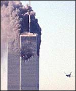 Flight 175 approaches south tower