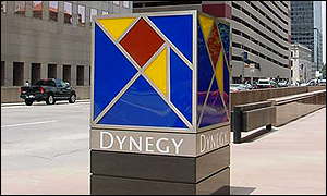 Dynegy logo on the streets of downtown Houston