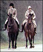 The Queen out riding