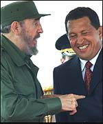 Fidel Castro with Hugo Chavez