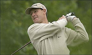 Mark Roe approaches the 12th green on the second day