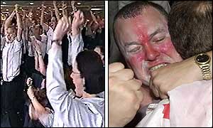 Joyful England fans in Coventry and London