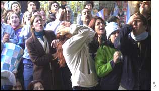 Argentine fans felt the pressure in the second half, as their team used all its substitutes in the fightback