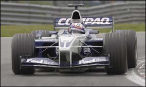 Juan Pablo Montoya pushes his Williams to the limit