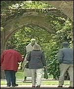Tourists at the palace in Bath