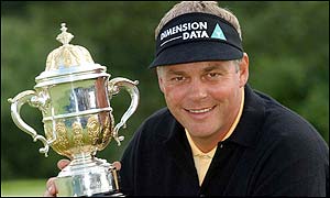 Darren Clarke with the English Open Trophy at the Forest of Arden
