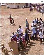 Queuing to vote in Freetown 