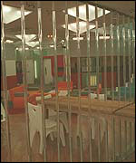 Prison-like bars in the Big Brother house