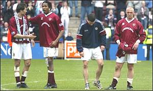 Adam, Fuller, Flogel and Fulton say goodbye to the fans at the end of the season