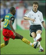 Salomon Olembe in action against Germany