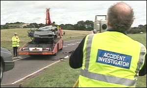 Accident investigator at scene of crash