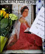 Flowers left for Princess Margaret