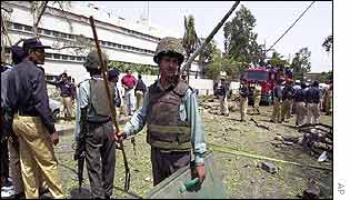 Security forces outside the US consulate
