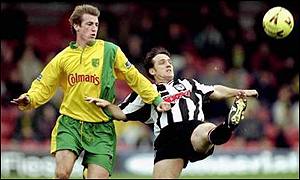 David Smith (right) in action for Grimsby against Norwich