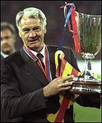 Bobby Robson parades the Cup Winners' Cup with Barcelona