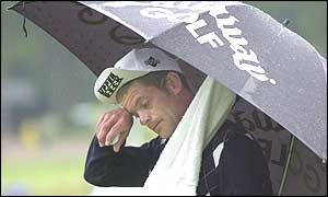 Jesper Parnevik is despondent after a double bogey