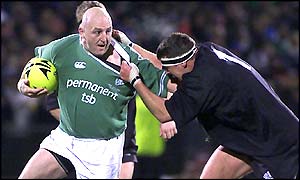 Ireland captain Keith Wood on the attack