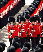 Scots Guards Present Arms for the Royal Party 