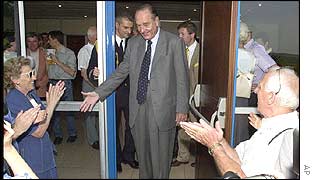 Jacques Chirac leaves the polling station