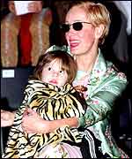 Paula Yates with Heavenly Hirani Tiger Lily, her daughter with INXS star Michael Hutchence