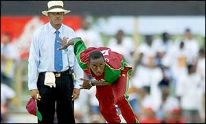 Pedro Collins took two Kiwi wickets but was expensive