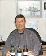 Dave Buckland with oil samples