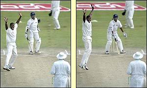 Steve Bucknor considers an England appeal for lbw