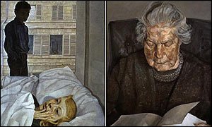 Hotel Bedroom (1954) and Painter's Mother Reading (1975)