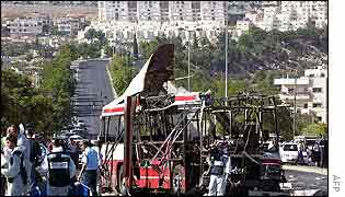 Wreckage of the bus blast