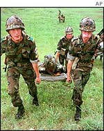 Stretcher-carrying exercise