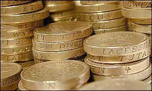 A pile of �1 coins