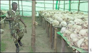 Skulls of massacred Rwandans 