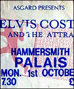 Ticket for Elvis Costello concert at the Hammersmith Palais