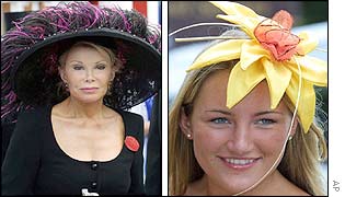 Joan Rivers (left) and a colourful race goer