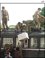 Indian soldiers prepare to go on leave