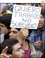 Construction workers demonstrating in Buenos Aires