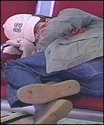 Passenger asleep at Luton Airport