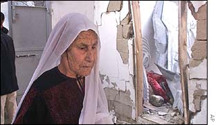 Palestinian woman in Jabaliya refugee camp in Gaza Strip