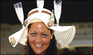 A race-goer enjoying ladies day