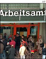 Queues form outside German unemployment office