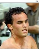 Landon Donovan celebrates scoring for the USA against Mexico 