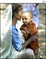 Mother and child at a shelter
