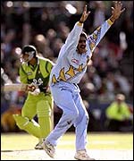 India's Anil Kumble takes a wicket