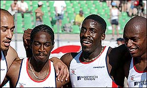 Success in the 4 x 100m relay left Britain's men's team in second place