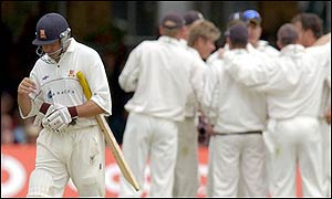 Essex lost their first five wickets with only 61 on the board