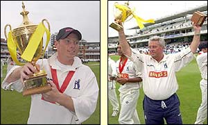 Warwickshire batsman Ian Bell and coach Bob Woolmer