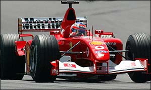 Rubens Barrichello was able to pass both Williams cars in the course of the first lap