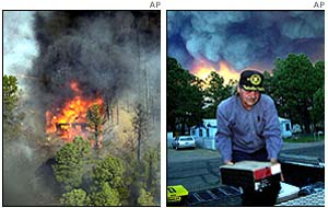 House burning/man evacuating