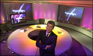 Jeremy Paxman on the finished set